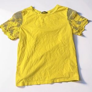 SHEIN Yellow Lace Sleeve Top